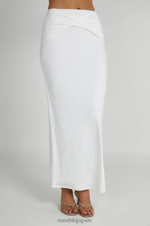 Ceri マキシツイストスカート Meshki 白 N80F61344 衣類