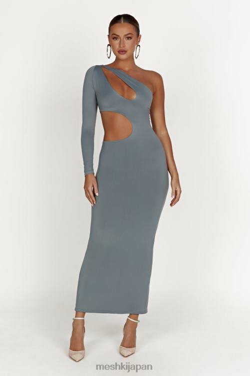 Joyce リサイクルナイロン カットアウト マキシドレス Meshki 軽い木炭 N80F6309 衣類