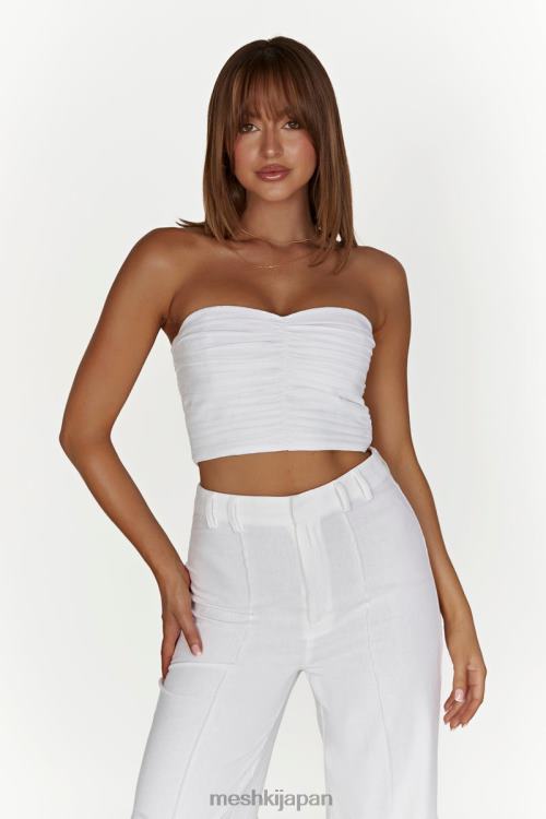 マッケンナ ギャザーリネントップ Meshki 白 N80F61015 衣類