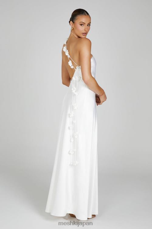 レベッカ ワンショルダーローズマキシドレス Meshki 白 N80F6103 衣類