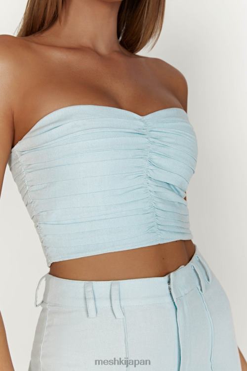マッケンナ ギャザーリネントップ Meshki パウダーブルー N80F61044 衣類