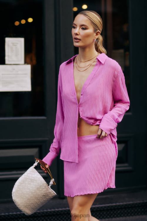 カルラ ウェーブ プリーツ オーバーサイズ シャツ Meshki ローズピンク N80F61057 衣類