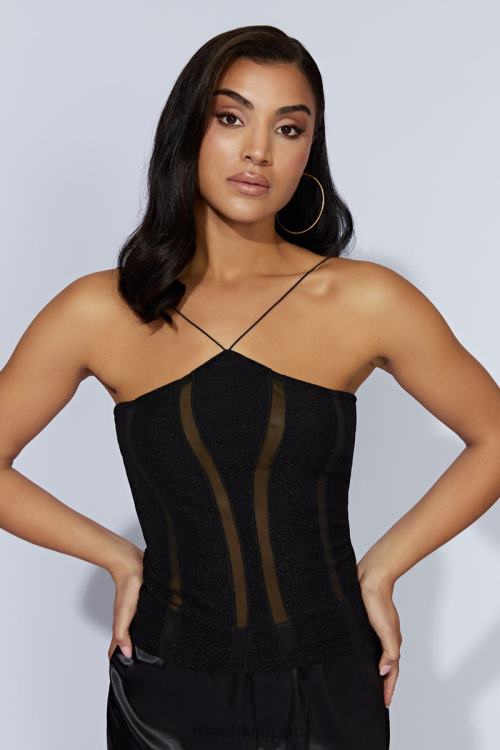 シャンタル パネルホルタートップ Meshki 黒 N80F61113 衣類