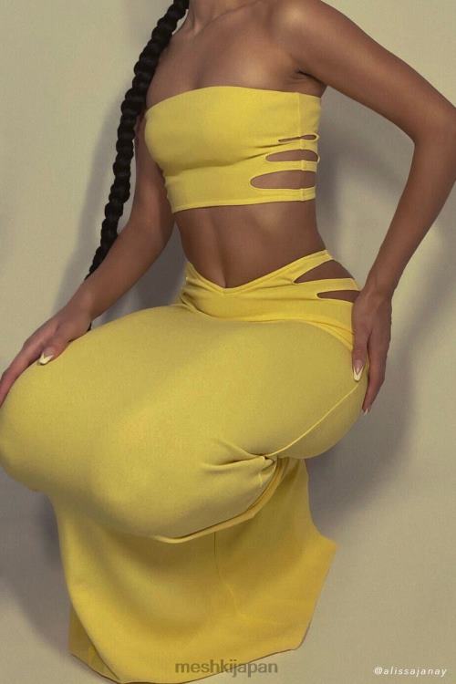 オードリナ カットアウト バンドゥトップ Meshki 黄色 N80F61190 衣類