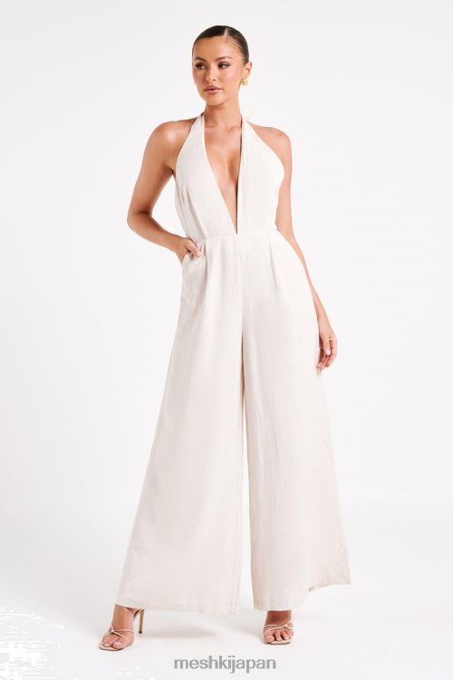 ブランカ リネン ホルターネック ジャンプスーツ Meshki 自然 N80F61228 衣類