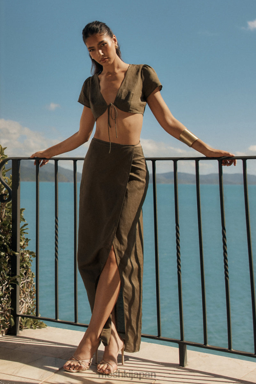 ファティマ リネンラップマキシスカート Meshki カーキ N80F61230 衣類