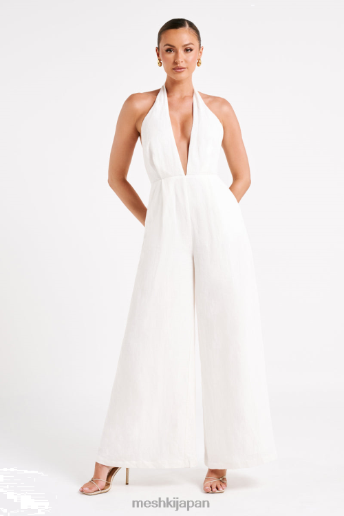 ブランカ リネン ホルターネック ジャンプスーツ Meshki 白 N80F61231 衣類