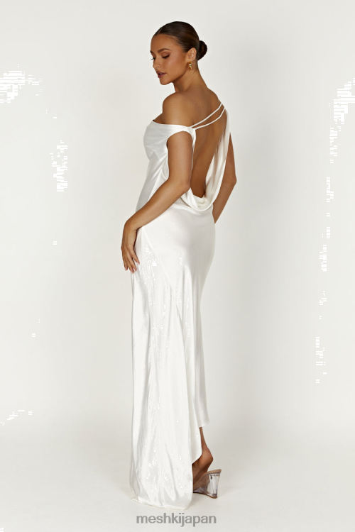 イベット スリップ マキシドレス 非対称裾付き Meshki 白 N80F6125 衣類