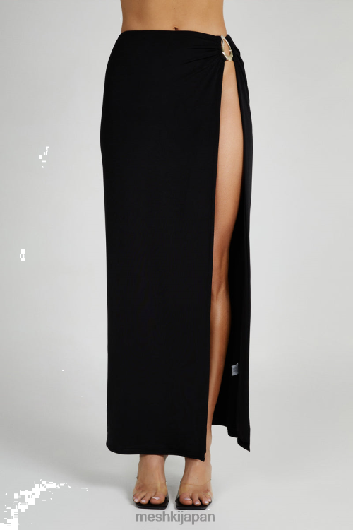 ハードウェア付きスリ スリンキー マキシ スカート Meshki 黒 N80F61256 衣類