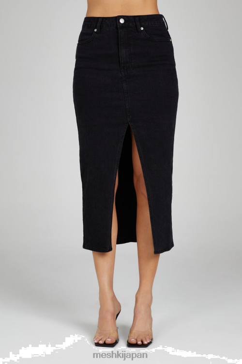 アカシアデニムミディスカート Meshki ウォッシュドブラック N80F61299 衣類