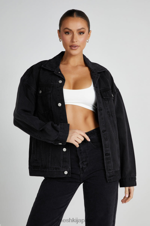 シオン オーバーサイズ デニムジャケット Meshki ウォッシュドブラック N80F61325 衣類