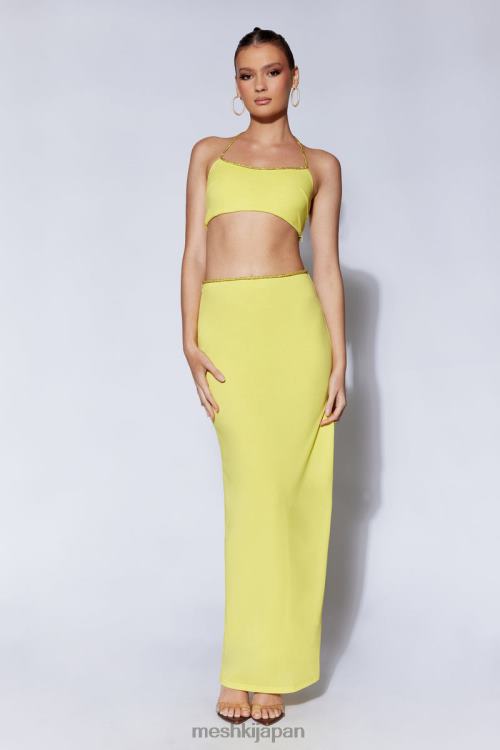 スウィーニー ディアマンテ スプリット付きマキシスカート Meshki シャルトルーズ N80F61437 衣類