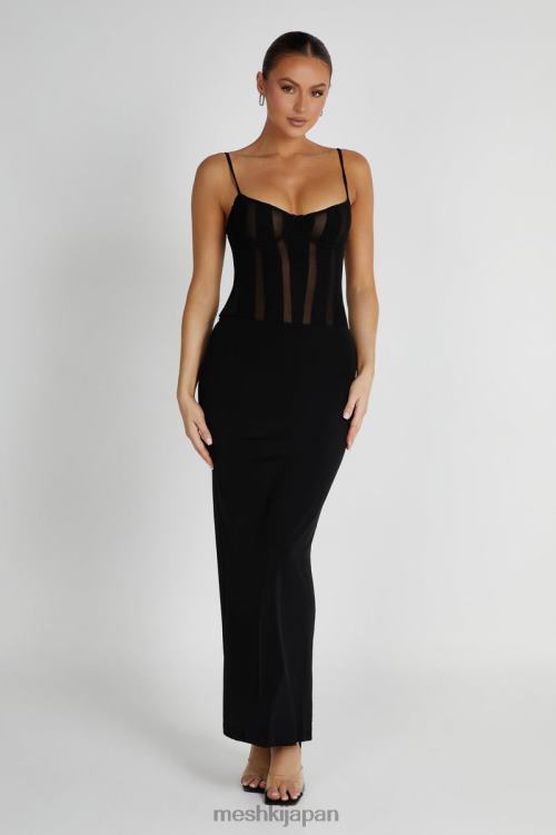 プリヤ パネル マキシドレス Meshki 黒 N80F6145 衣類