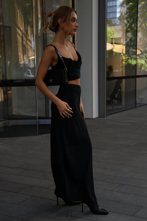 ポピーサテンマキシスカート Meshki 黒 N80F61527 衣類