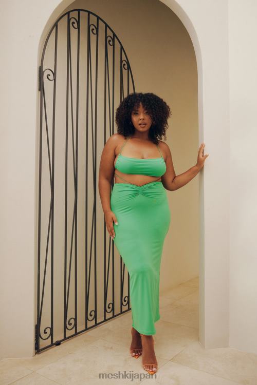 アンバーシャーリングマキシスカート Meshki 緑 N80F61573 衣類