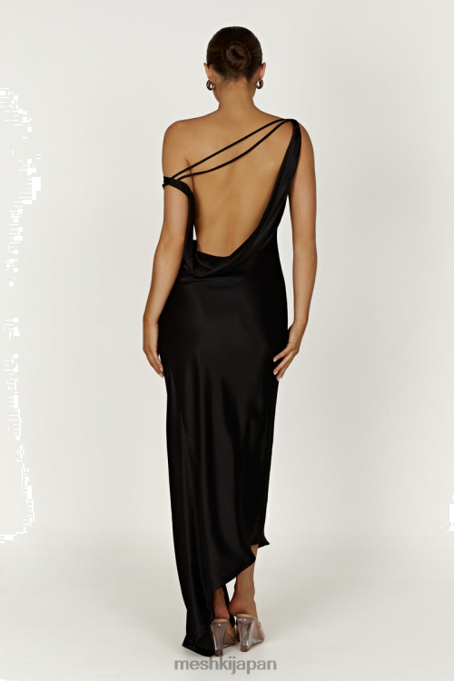 イベット スリップ マキシドレス 非対称裾付き Meshki 黒 N80F6169 衣類