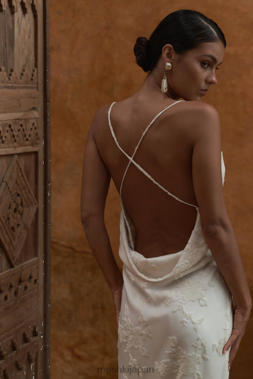 エリカ バーンアウト ベルベット マキシドレス Meshki 白 N80F6180 衣類