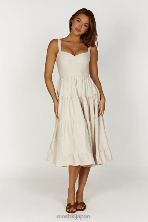 アドリアナ リネン ミディドレス Meshki 自然 N80F6194 衣類