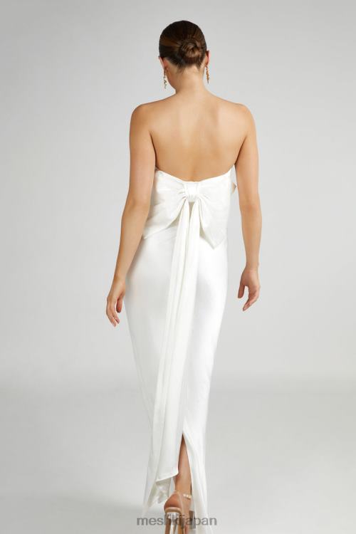 ロシェル リボンバックサテン マキシドレス Meshki 白 N80F6195 衣類