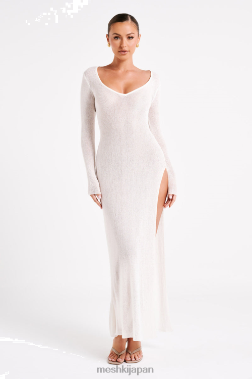イメルダ ニットカバーアップミディドレス Meshki 白 N80F622 衣類