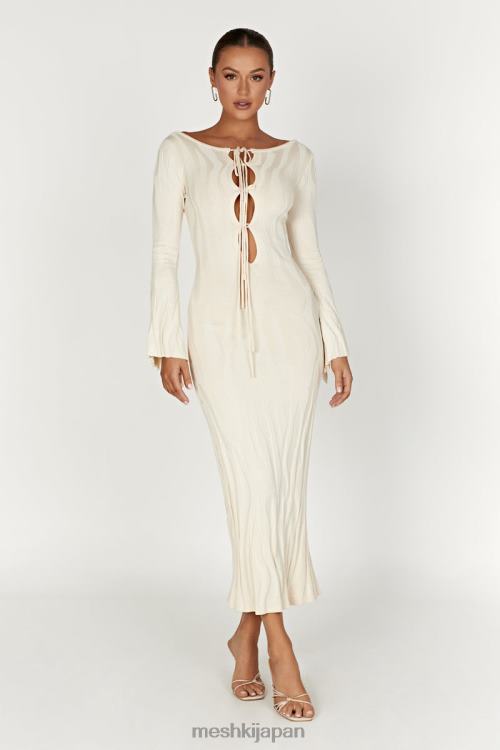 ブリンリー 長袖ニットマキシドレス Meshki 象牙 N80F6261 衣類