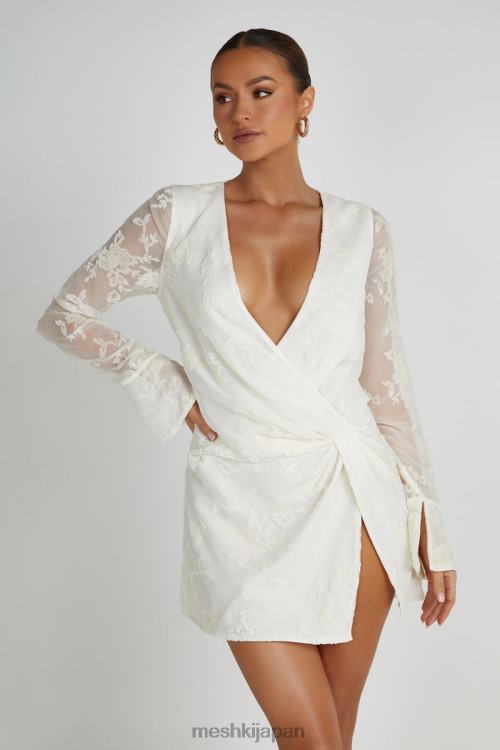 エモリー バーンアウト ベルベットドレス Meshki 白 N80F6270 衣類