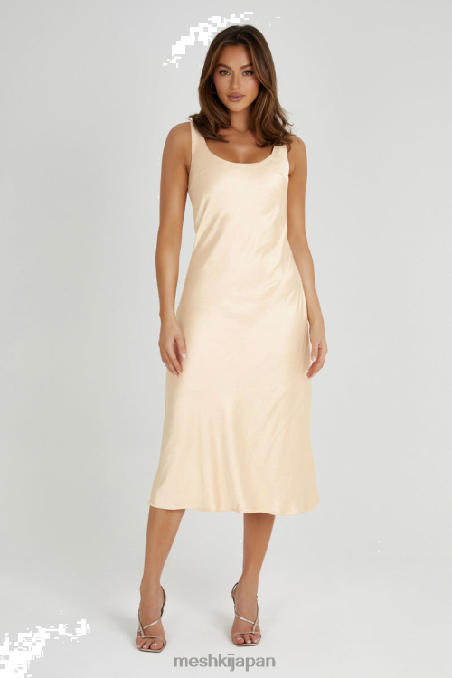 タマラ サテン イリディセント スリップ ミディドレス Meshki アプリコット N80F6292 衣類