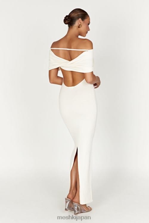 テレーズ オフショルダー ニット マキシドレス Meshki クリーム N80F6299 衣類