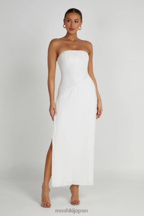 スカイレースプリッセストラップレスミディドレス Meshki 白 N80F6305 衣類