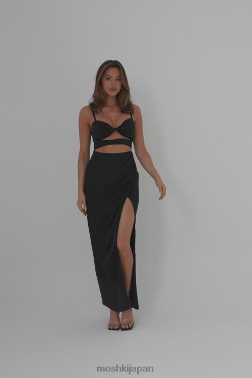 クレオサテンドレス Meshki 黒 N80F6326 衣類