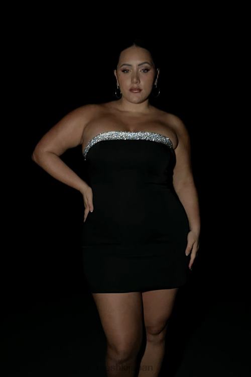 ディアマンテコントラストのキヤミニドレス Meshki 黒 N80F6329 衣類