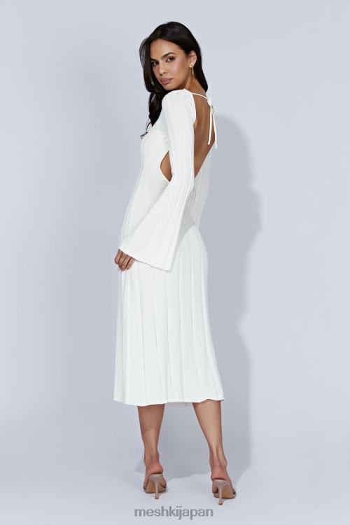 ジュニパーフレアスリーブニットミディドレス Meshki 白 N80F6362 衣類