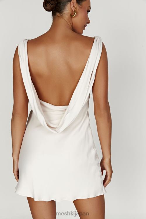 ナディア カウルバック付きサテン ミニドレス Meshki ベージュ N80F6405 衣類