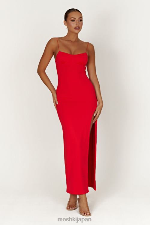 アディソン リサイクル ナイロン カップド マキシ ドレス Meshki 赤 N80F6410 衣類