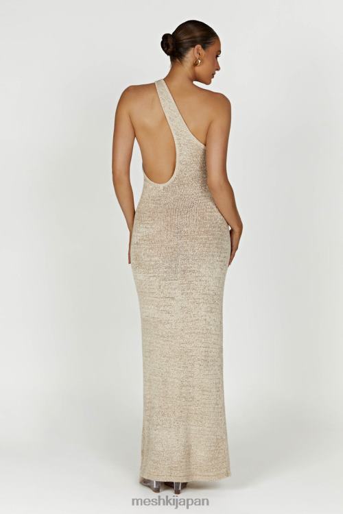ペイズリーワンショルダーニットマキシドレス Meshki 小麦 N80F6459 衣類