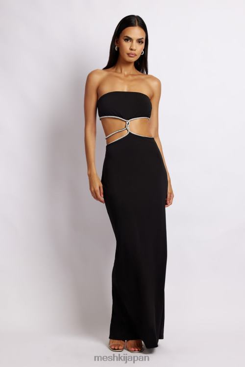 ビリー ストラップレス マキシドレス Meshki 黒 N80F6475 衣類