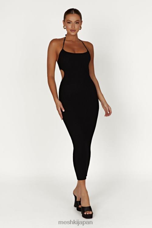 モーガン ホルターニット ミディドレス Meshki 黒 N80F6491 衣類