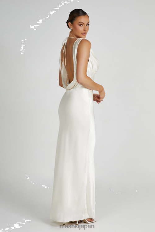 アンジェリーク サテンカウルバックマキシドレス Meshki 象牙 N80F653 衣類