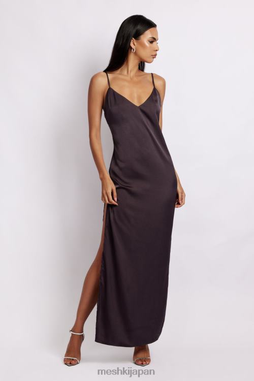 カリッサ サイドスプリット マキシドレス Meshki 木炭 N80F6532 衣類