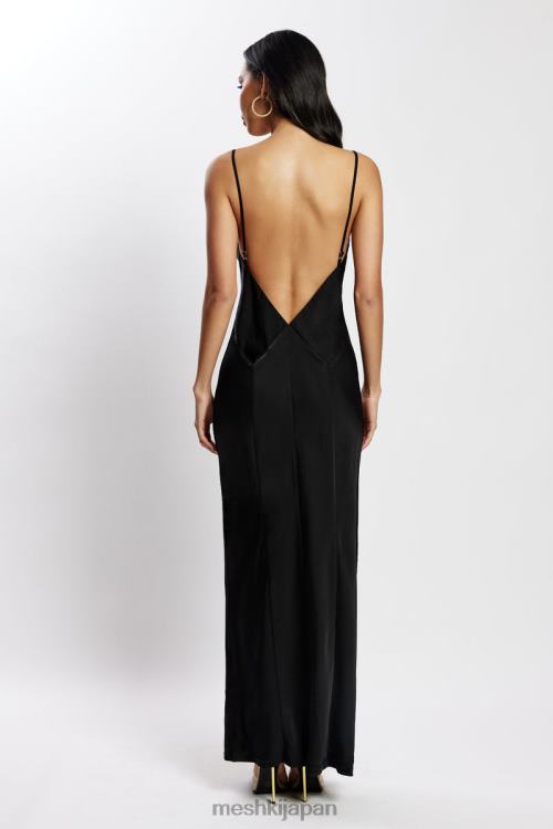 ベイリー サテン マキシドレス Meshki 黒 N80F6555 衣類