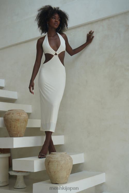 ナタリー ホルターネック カットアウト ミディドレス Meshki 骨 N80F6720 衣類
