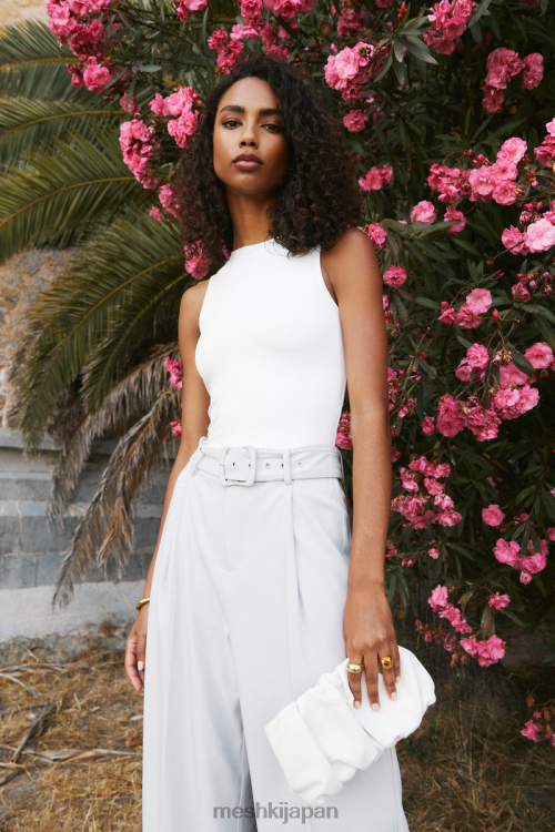 フィオナ リサイクル ナイロン ローバック ボディスーツ Meshki 白 N80F6777 衣類