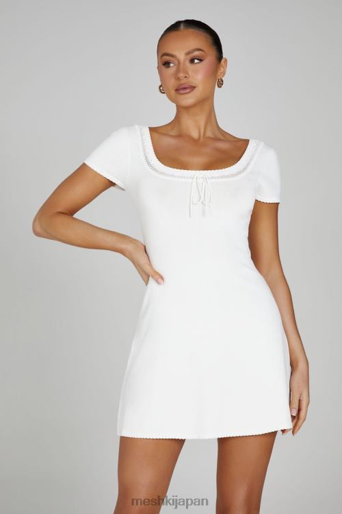 ジョージア ポインテル ニット ミニドレス Meshki 白 N80F681 衣類