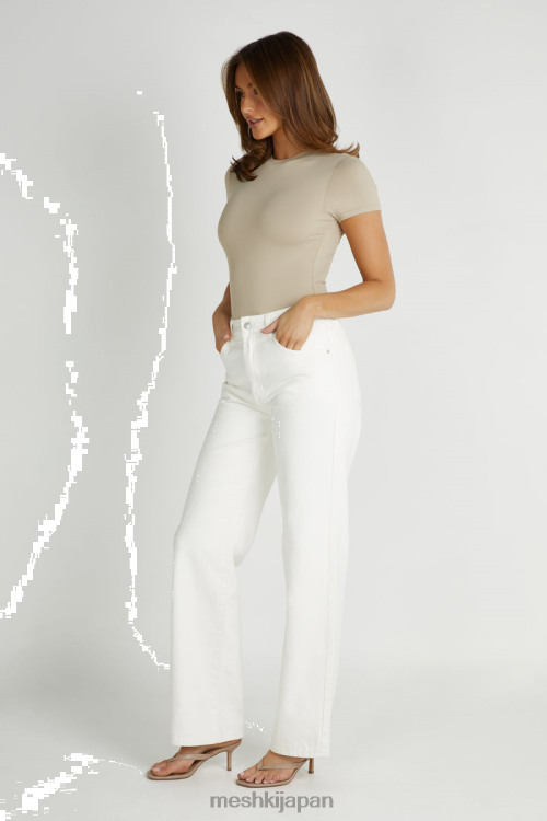 フランチェスカ リサイクルナイロン クルーネック半袖ボディスーツ Meshki トープ N80F6837 衣類