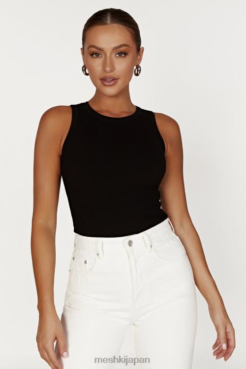 ザンナ リブタンクトップ Meshki 黒 N80F6908 衣類