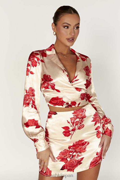 アミア サテン ラップシャツ Meshki バラのプリント N80F6911 衣類