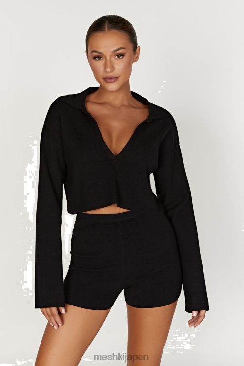 レノックス 襟付きニットジャンパー Meshki 黒 N80F6913 衣類