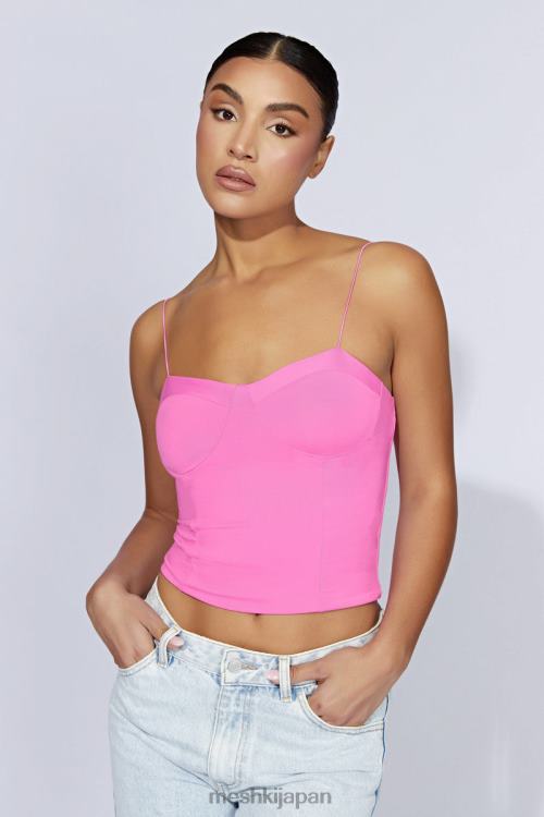 ケイトリン スイートハート 薄いストラップ トップ Meshki バブルガムピンク N80F6977 衣類
