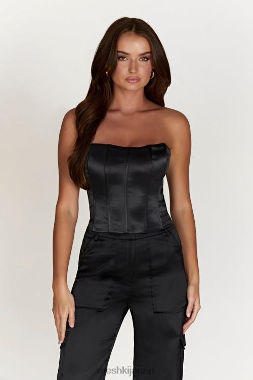 アマヤ レースアップコルセットトップ Meshki 黒 N80F6995 衣類