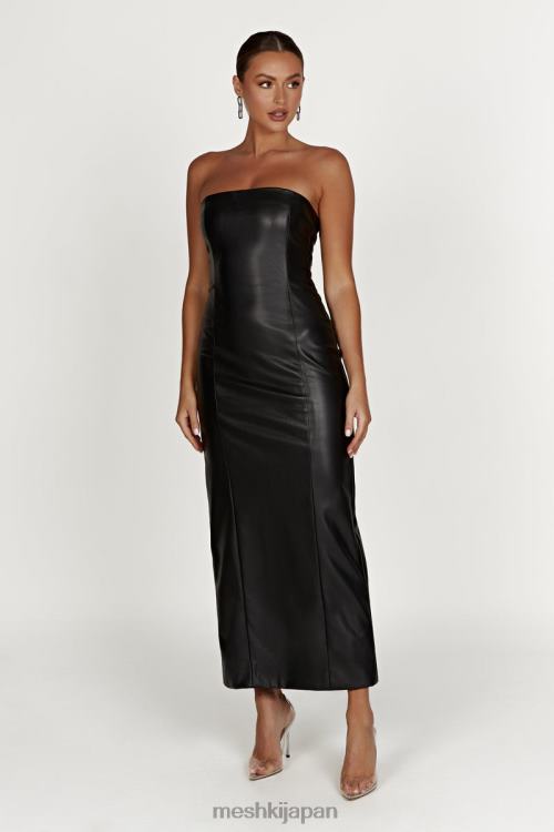 ロベルタ PU マキシドレス Meshki 黒 N80F6434 衣類